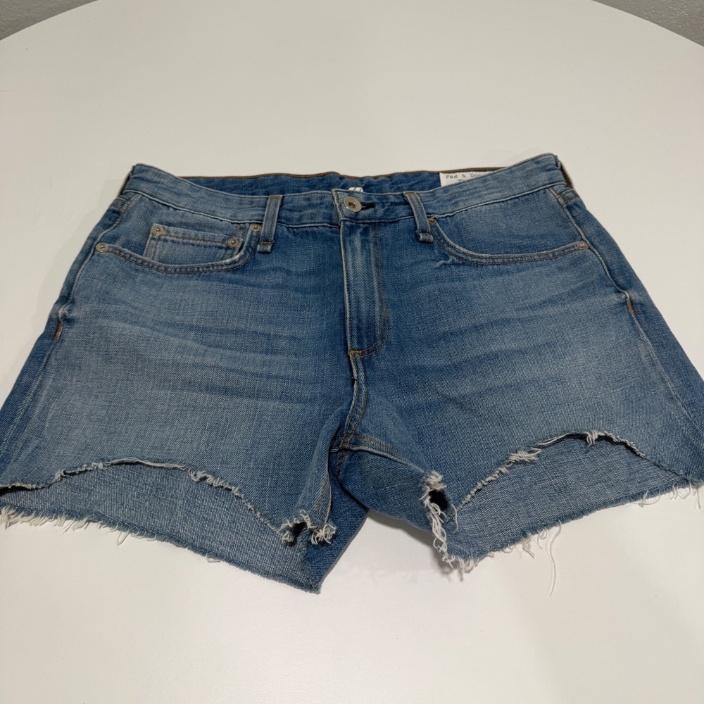 Rag & Bone Dre Low-Rise Denim Shorts Bishop Wash Blue Size 27 W1956U004BIS